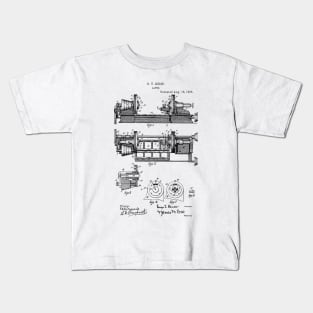 Lathe woodwork Vintage Retro Patent Hand Drawing Funny Novelty Gift Kids T-Shirt